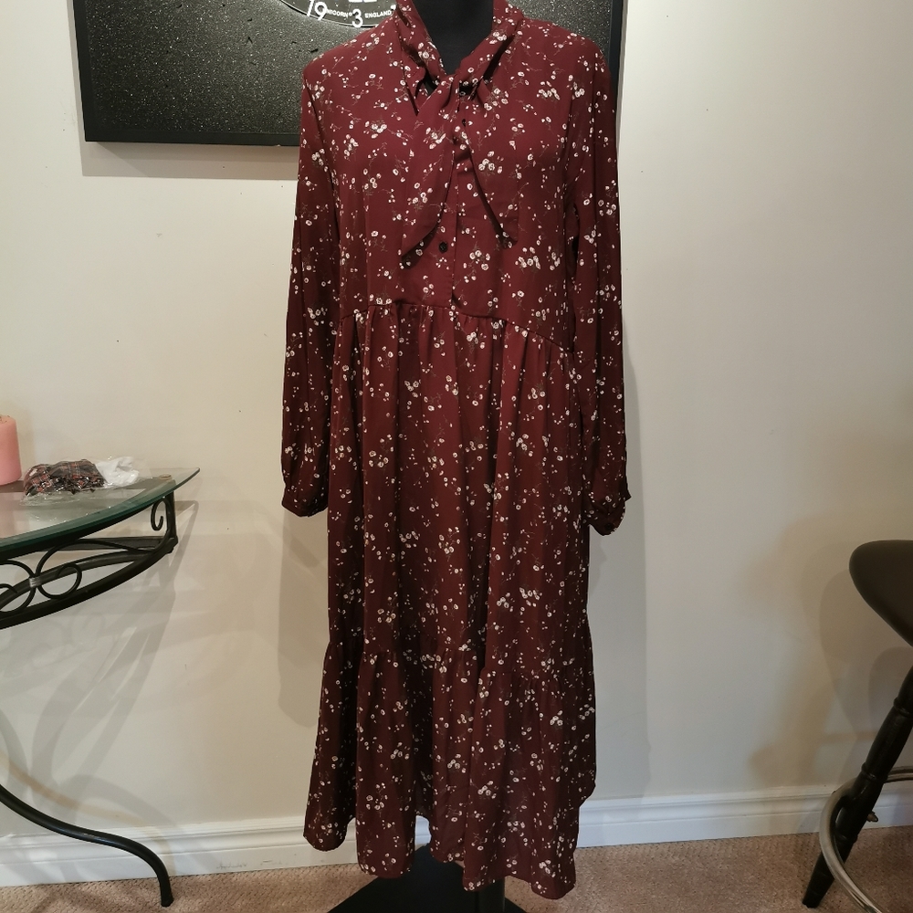 Vintage Style Long Sleeve Floral Print Autumn Dress - Picture 15 of 15